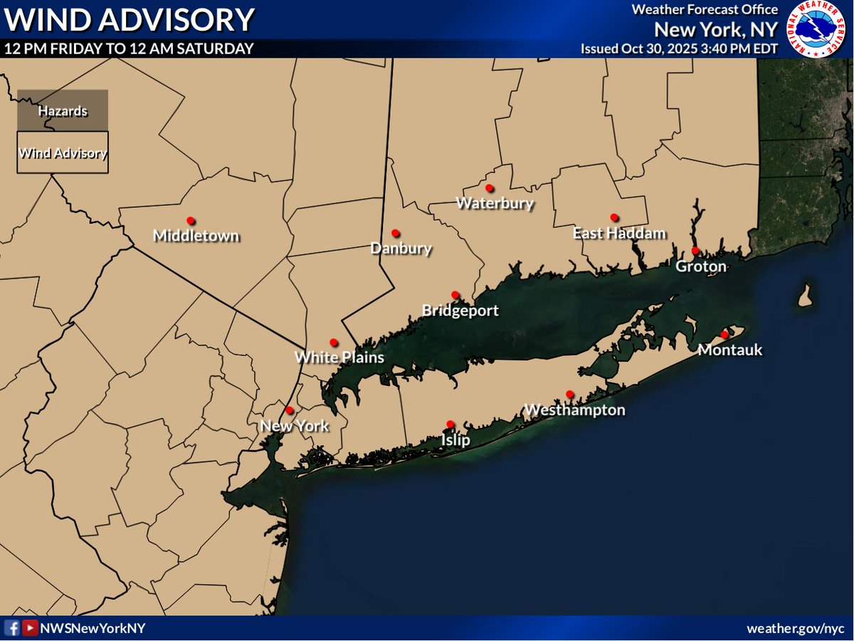 Another round of strong winds are expected behind this storm system on Friday with a Wind Advisory in effect for the entire area. #nycwx #liwx #njwx #ctwx #hvwx #nywx