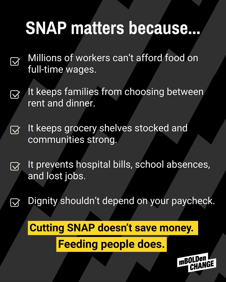 mBOLDenChange's tweet photo. When people can’t afford food, the costs don’t disappear — they just get shifted onto hospitals, schools, local economies, and lost potential.

SNAP isn’t wasteful. The cost of not providing food assistance is. https://t.co/EWO3BNf3PW