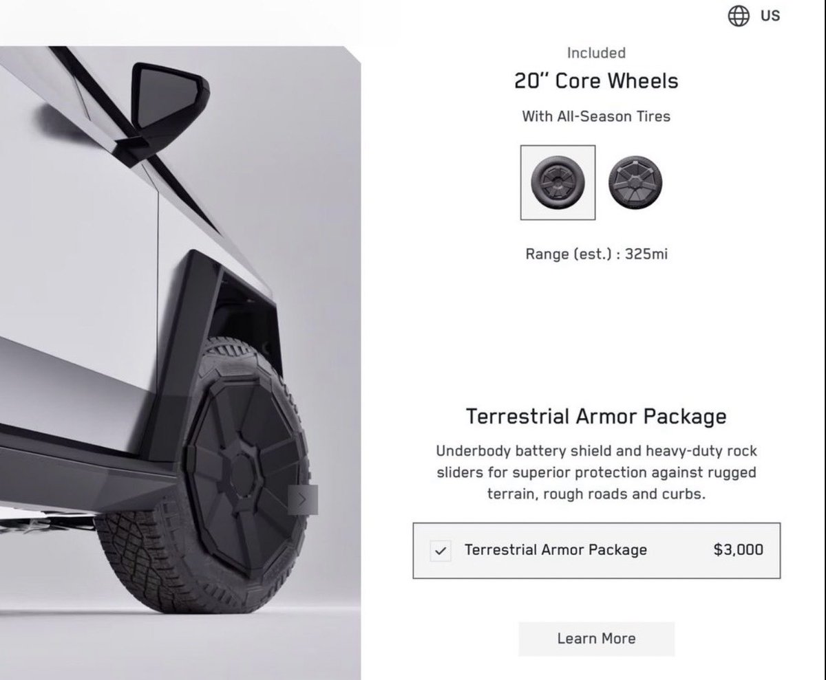 You can now order the Cybertruck Terrestrial Armor Package directly from the factory.