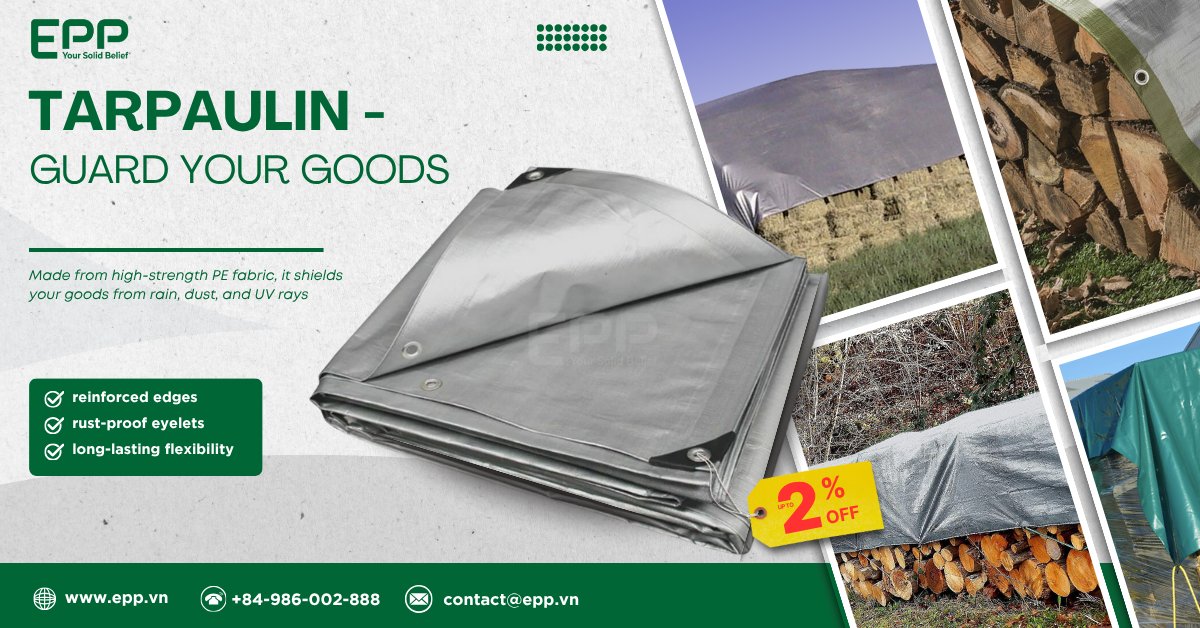 EppFibc's tweet image. Guard Your Goods — Tarpaulin 🛡️
With reinforced edges, rust-proof eyelets, and long-lasting flexibility, tarpaulin ensures your goods stay safe — whether in storage, transport, or outdoor use. 
🌐 epp.vn
#Tarpaulin #EPPVietnam #WeatherProtection #DurableCover