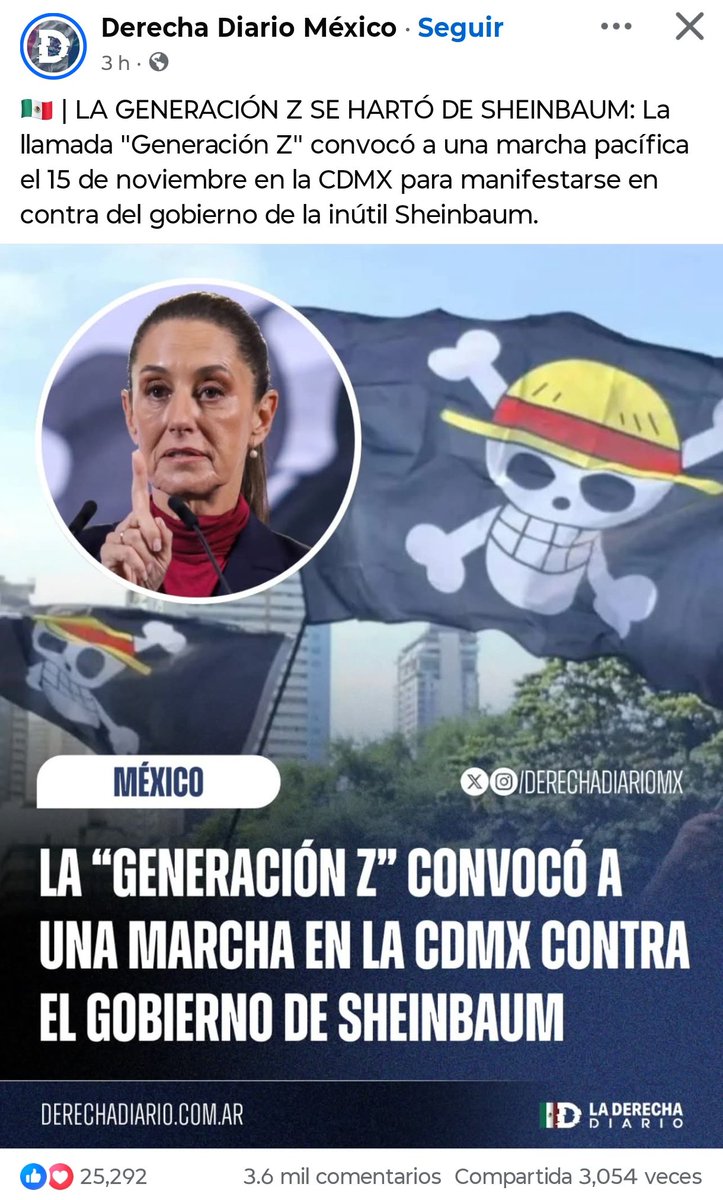 OTRA MARCHA PEDORRA?

Resistencia, Marea Rosa, Frena, Va por México, no se cansan de hacer el ridículo. Ahora la Generación Z, otro nombre que le colocan que van a protestar contra la presidenta. Además, ese pasquín está patrocinado por el Usurero, que caso le hacen