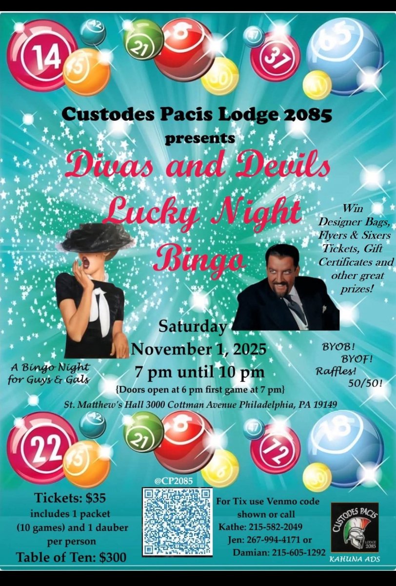 SgtDragon8's tweet photo. If you’re looking for something Fun to do this Saturday Night (November 1st), then please come out and Support the Philadelphia Police/Fire Dept-Custodes Pacis Lodge 2085 for Great Food &amp; Cheer at their Bingo Night @ St. Matthew’s Church Hall. Stay Safe Everyone! https://t.co/mFCeHQ9bGN