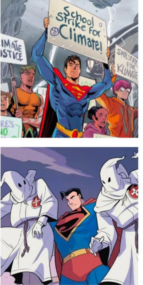 Ver a gringos que son súper discriminadores y racistas usando a Superman como su logo es gracioso, porque no existe un superhéroe que esté más en contra de todo eso. 

Superman siempre habla sobre el amor al prójimo, la ayuda desinteresada a los demás, el respeto, la