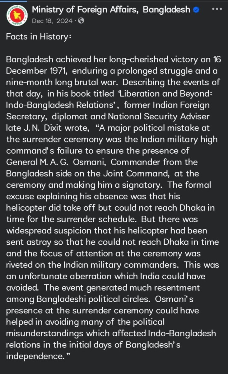 AhmedShahAzfar's tweet image. Mukti Bahini, fought a bloody nine-month-long guerrilla war, at a great human cost to win independence. India helped with weapons and entered the war on December 3rd, 12 days before Pakistan&apos;s surrender.

Bangladesh&apos;s Liberation war was fought by and led by the East Bengal…