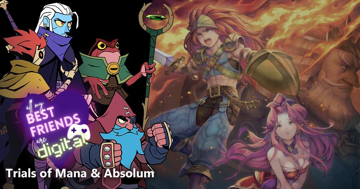 AMBFAD's tweet image. With Caitlin's guidance, Mark is slowly going through the generically-titled nineties SNES titles--this time it's Trials of Mana. Absolum is also a pretty weak name. Can the games overshadow their unilluminating titles? ALL WILL BE REVEALED buff.ly/mU5EKvX