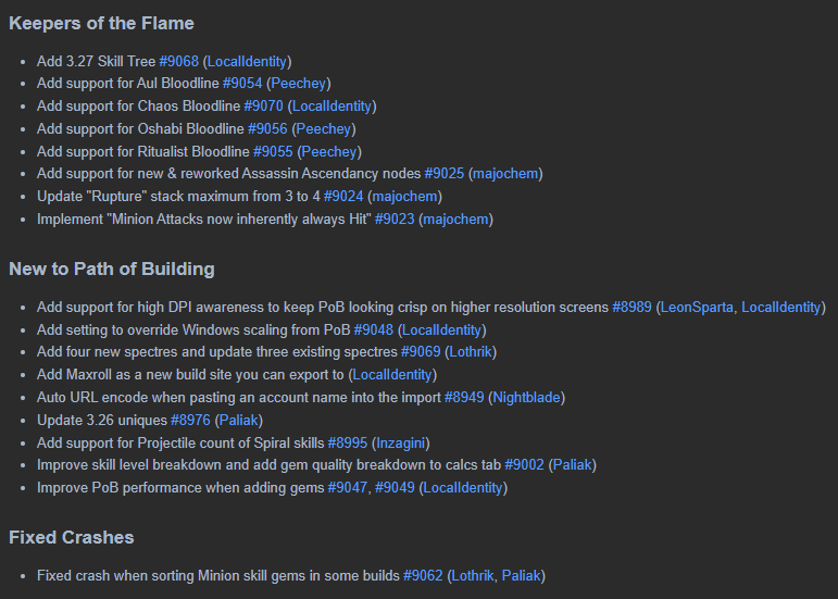 Localldentity's tweet image. PoB 1 v 2.57.0 is out with the new 3.27 Passive Tree

DOES NOT INCLUDE GEMS
GEMS WILL BE ADDED AFTER LEAGUE LAUNCH

Adds support for DPI scaling so fonts no longer look blurry at 4k res with 200% scaling)
Add new fonts and tooltip graphics
Adds Bloodline Ascendancies
+ more