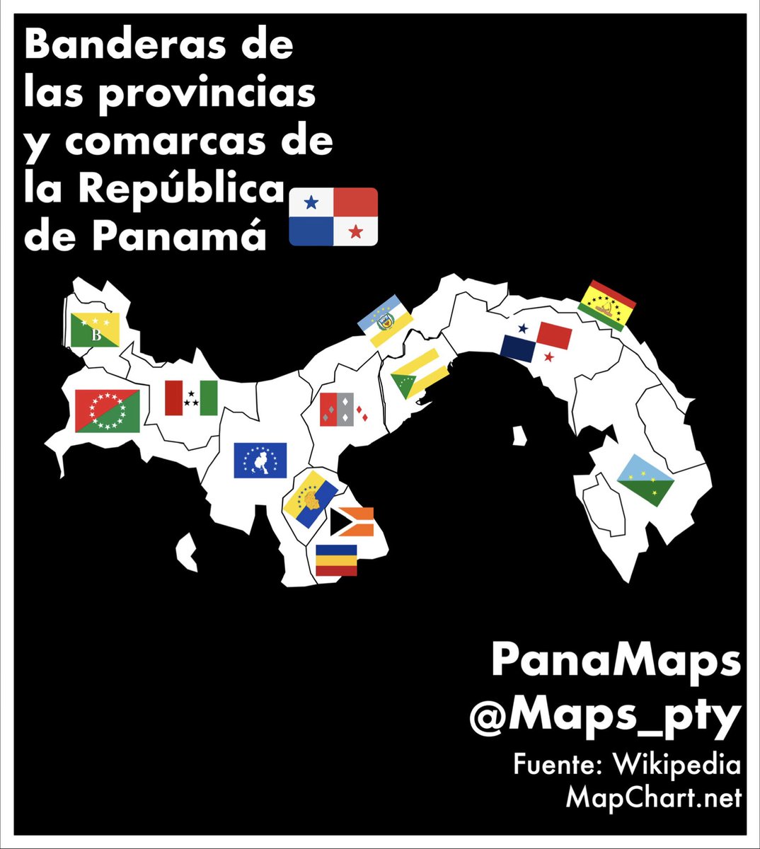 Maps_Pty's tweet photo. Banderas de las provincias y comarcas de la República de Panamá 🇵🇦 https://t.co/X1yx73yptr