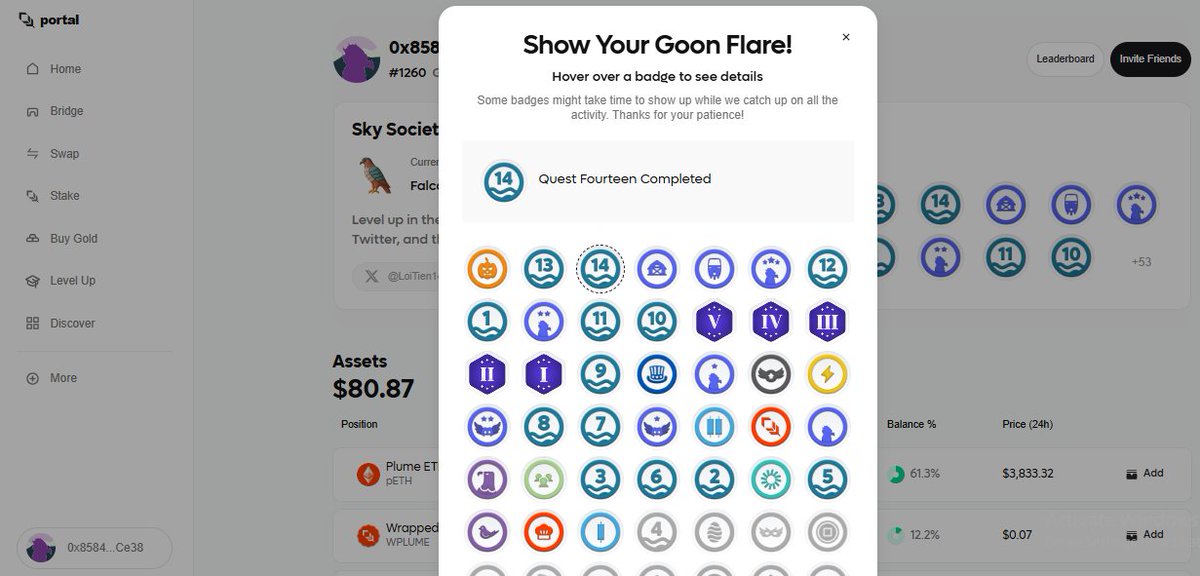 alextstvn's tweet photo. Just hit Tier 6 on #Plume 🚀
It shows 38 badges, but I guess 2 are still hidden 👀
Have a great and lucky week, everyone🥰 🍀🔥@plumenetwork
$plume #DEFİ #glaxe #BB27 #BBNaijaS10 #BBNajia #BBNaija10 #RWAfi https://t.co/Xd0p9DGPdB