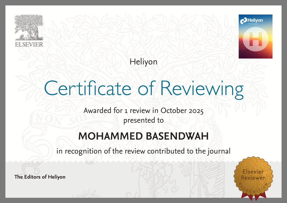 سعيد بالمساهمة كمُراجع علمي في تقييم بحث لمراجعة المنهجية بعنوان:  
 "Understanding Determinants of online Purchase Intention: A Systematic Review"  

والمرفقة في مجلة 
  Heliyon, (Elsevier, Q1-ranked)