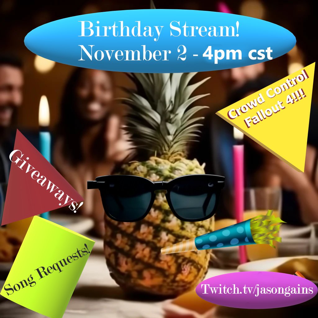 Retweet, big day sunday! <a href="/Fallout/">Fallout</a> <a href="/CrowdControl/">Crowd Control</a> #Birthday #pineapple 🍍🎤