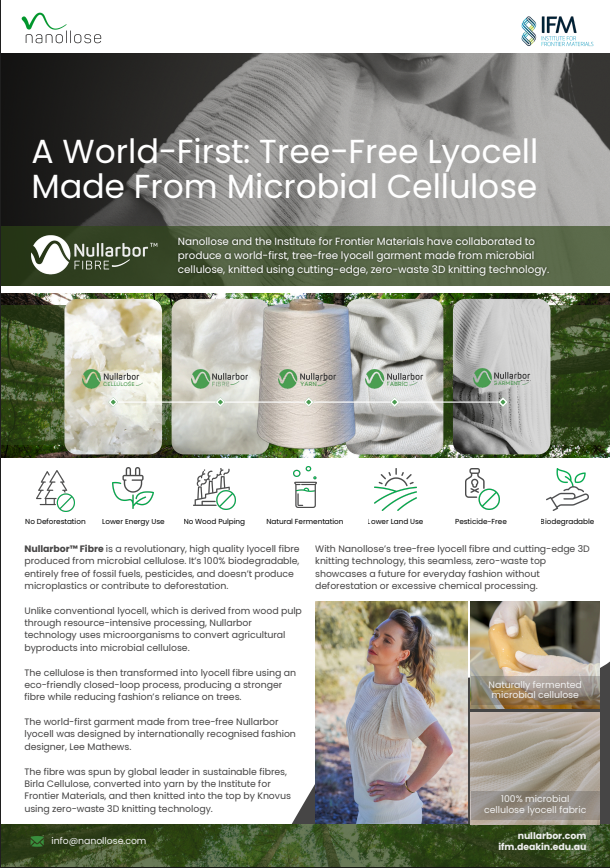 Nanollose is proud to be represented by Deakin’s Institute for Frontier Materials at the ITMA Asia + CITME SG 2025 Sustainability Expo in Singapore. #NC6’s collab with the ARC Research Hub for Future Fibres advances #sustainablefabrics from #microbialcellulose.