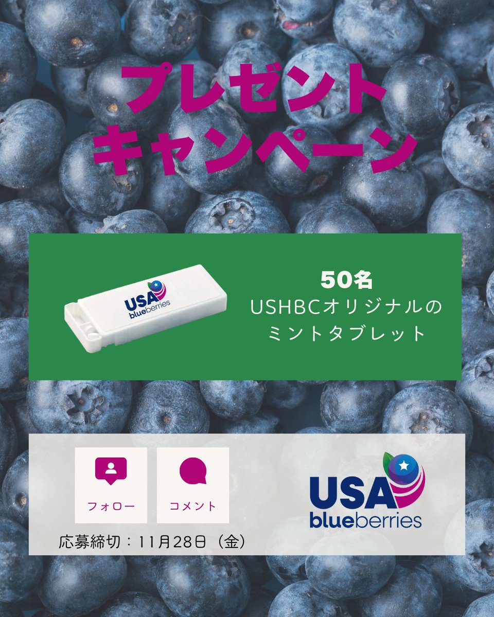 【プレゼントキャンペーン】
USHBCオリジナルのミントタブレットを抽選で50名様に🎁✨
📌応募方法
① @ushbc_japan をフォロー (※以前からのフォロワー様もOK)
② この投稿にコメント
🔁リポストで当選確率アップ！
📅締切：11月28日（金）
📩当選者にはXのDMでご連絡します
