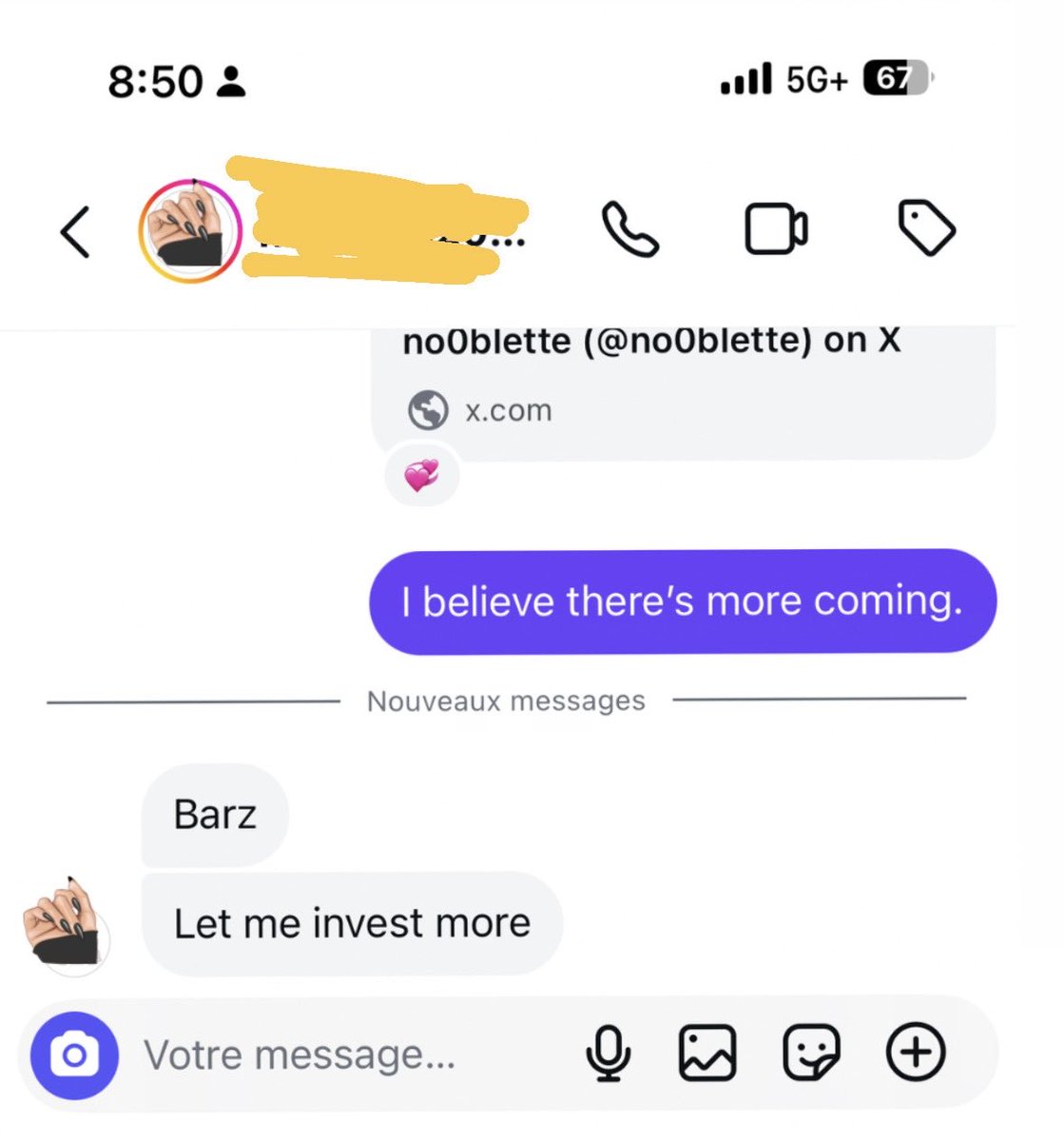 no0blette's tweet photo. Part 3: the awakening.

Their wallet explodes for the first time and they actually see the potential of crypto.

The first pump for a normie is a big moment, and what just happened with @67onchain convinced her to buy more.

Now imagine that, times thousands when all of the community, who’s mostly outside CT and crypto in general, joins us.

You’re not ready.