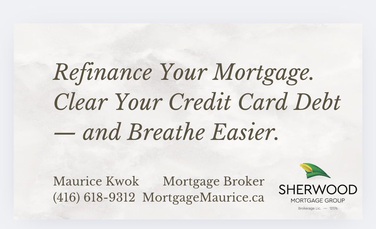 💳 Credit card debt weighing you down?
Refinance your mortgage to pay off high-interest balances and finally breathe easier.

Book a free 15-min consultation 👉 MortgageMaurice.ca
#MortgageMaurice #Refinance #DebtFree