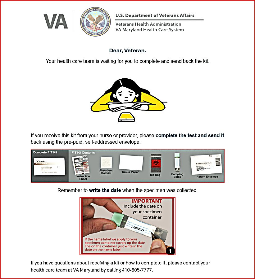 Remember to return your completed FIT test after you receive it in the mail!