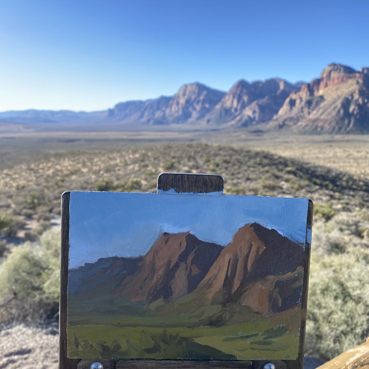 i went to red rock canyon at sunrise and painted the red rocks