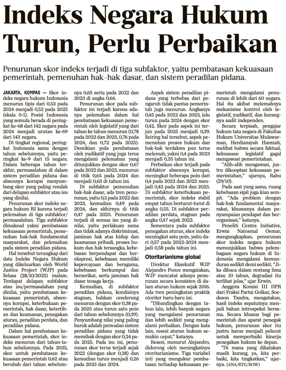 BALAS_BUDI's tweet photo. Pembatasan kekuasaan pemerintah oleh DPR mengalami penurunan! https://t.co/7un5dAmypf
