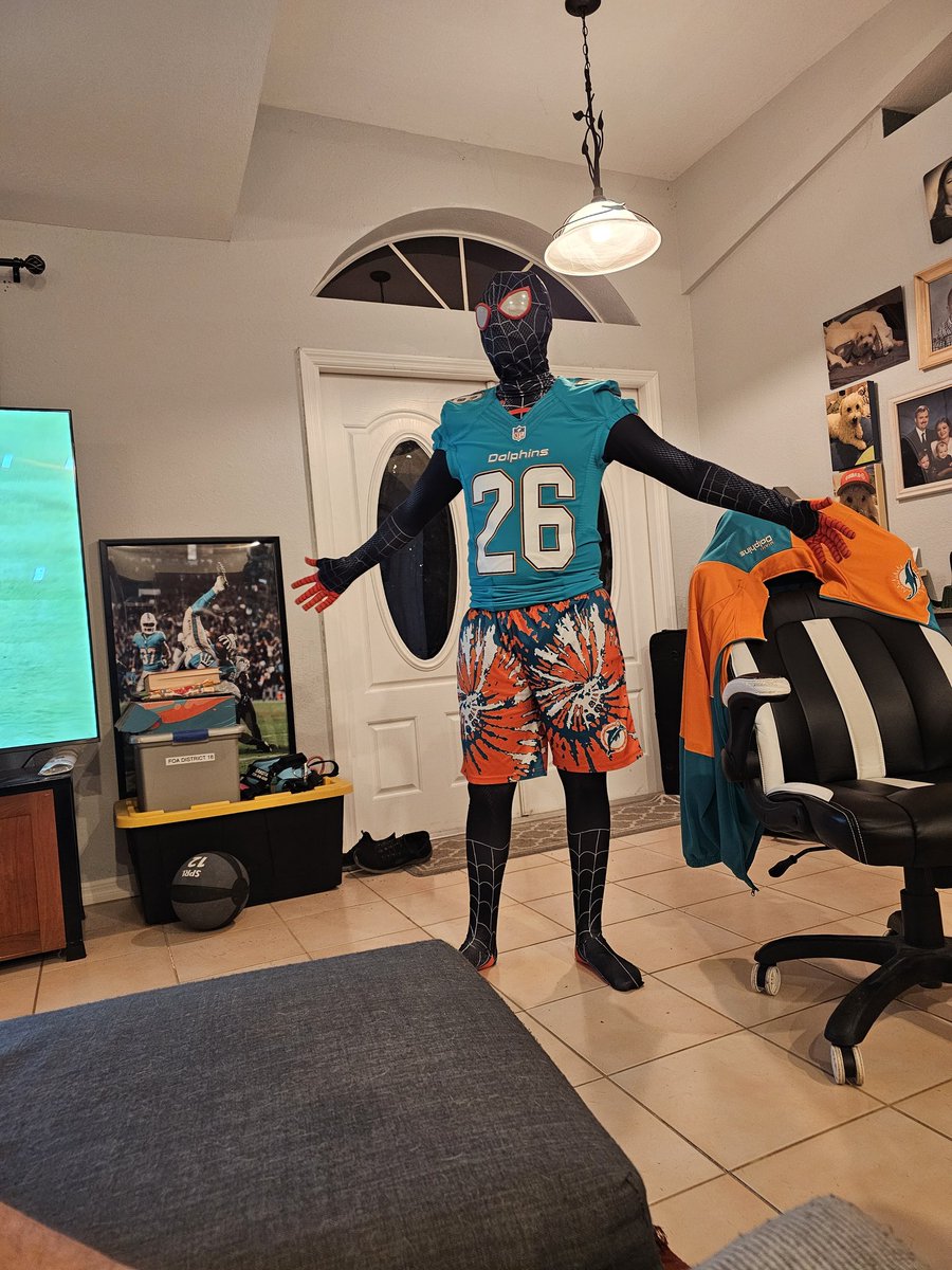 Miles Morales, I mean Spiderman is a Fins Fan!!!
(He can do more than a Dolphin can!)  
<a href="/dolphreaky/">Dolphreaky</a> 
<a href="/DolphinsTalk/">DolphinsTalk.com</a> <a href="/DouglieDoWrong/">DouglieDoWrong</a> <a href="/RichmondWebb/">Richmond Webb</a> 
<a href="/Jason_Sarney/">Jason Sarney - Dolphins Wire</a>