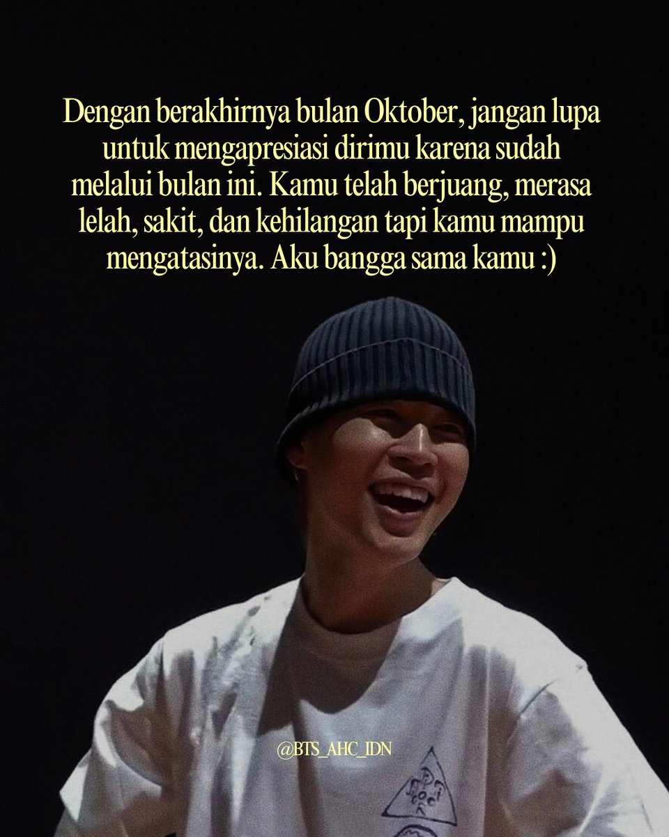 BTS_AHC_IDN's tweet photo. Oktober memberi pelajaran berharga, pelajaran yang meski tidak kita inginkan namun kita butuhkan. Di bulan ini ada banyak air mata tapi juga suka cita.

Oktober, mari bertemu kembali di tahun depan dengan segala kebaikan 💜

#ThankYouOctober #Jimtober #BTS_AHC_IDN https://t.co/16qTZfC7ZP