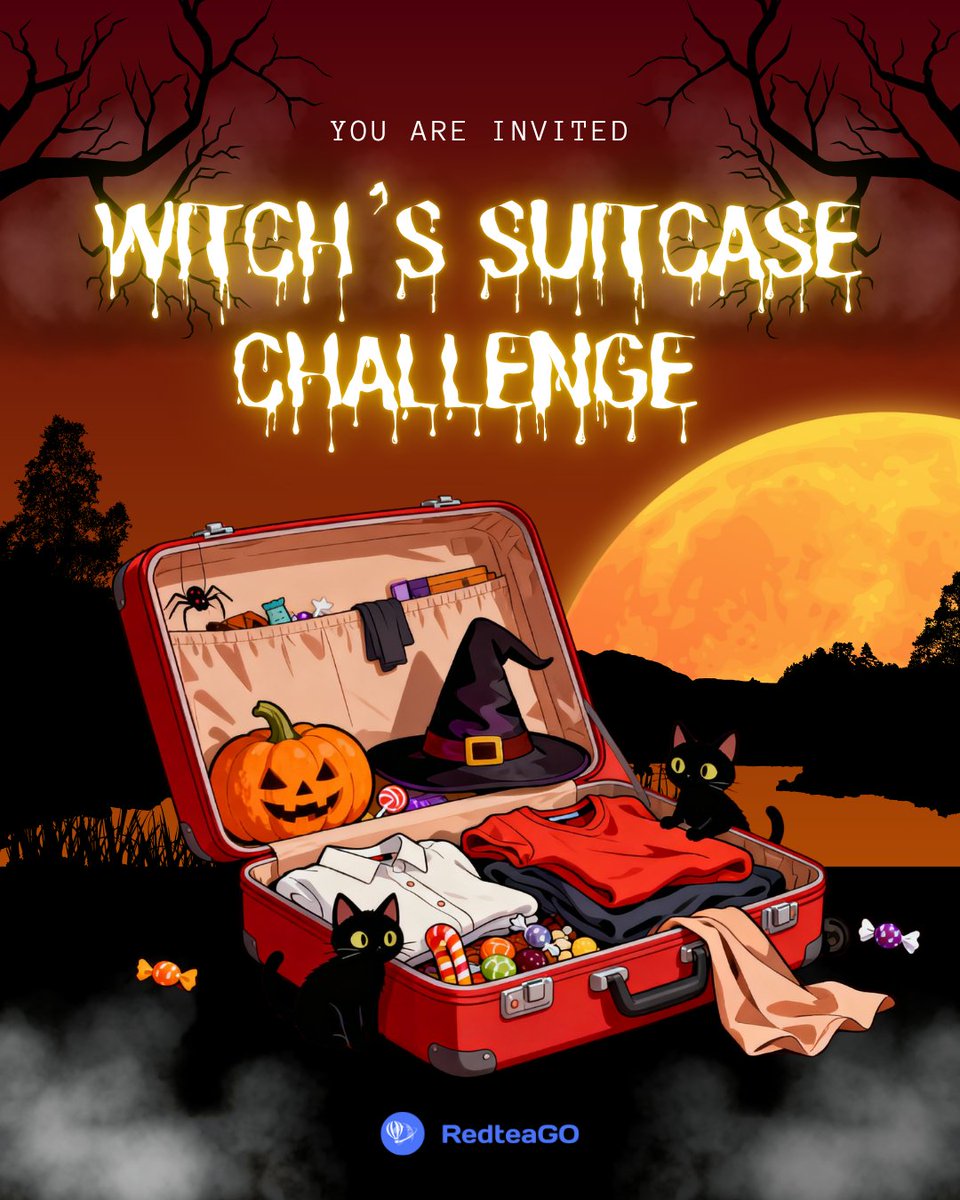 🧙‍♀️ Witch’s Suitcase Challenge 🧳✨
The witch’s suitcase has opened — and inside, you’ll find four mysterious items:
🍬 Candy
🕷️ Spider
🎃 Pumpkin
🧙‍♀️ Witch Hat
One of them hides the magic antidote!
Pick your cure and you could win $10 RedteaGO Credit! 
Comment your choice below 👇