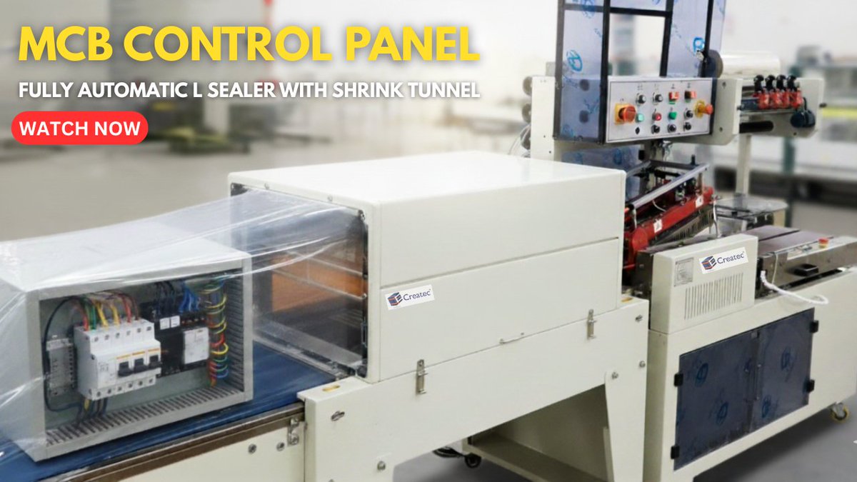 CreatecPacking's tweet image. Sealed to perfection! ✅  - youtu.be/vuY1ZVhZBQM
Our Fully Automatic L Sealer with Shrink Wrapping Machine ensures neat, secure packing for MCBs &amp;amp; Control Panels – ideal for industrial-grade protection. 
#ShrinkWrappingMachine #AutomaticLSealer #MCBPacking #IndustrialPacking