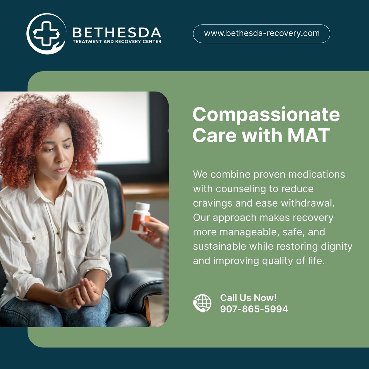 bethestreatment's tweet image. 🌱 Recovery is not one-size-fits-all. Our approach blends safe, evidence-based medications with emotional support to help individuals manage cravings, reduce withdrawal, and regain control.

#AnchorageAK #AddictionRecoveryCenter #MedicationAssistedTreatment #RecoverySupport