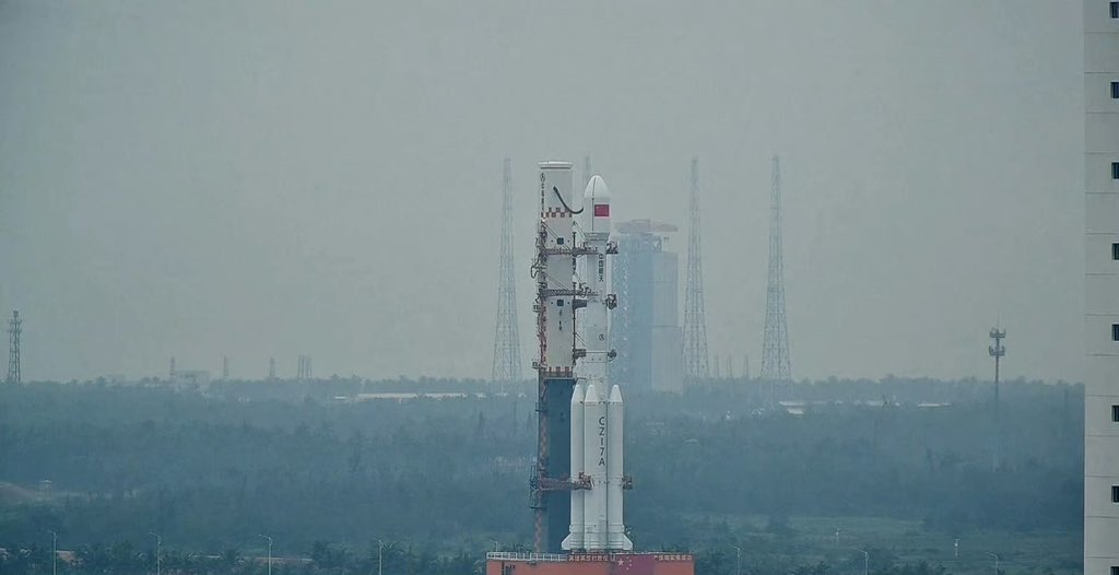 A Long March-7A has been transported to the launch tower.