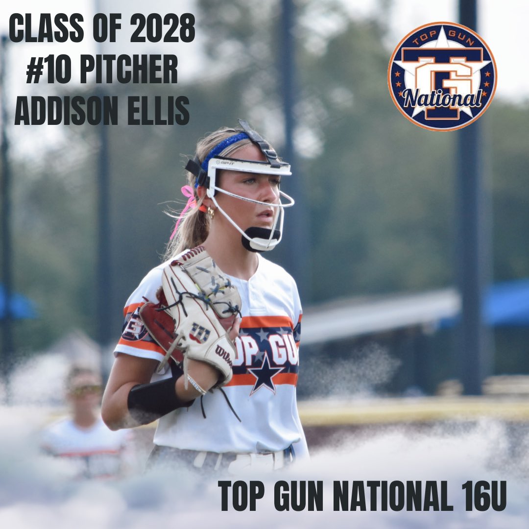AddisonEllis18's tweet image. Honored to be ranked #10 by @ExtraInningSB in their 2028 National Extra Elite rankings for pitchers. A lot of incredible talent in this class. This would not be possible without my Top Gun teammates and Coaches by my side.  Time to keep working ✈️🧡💙