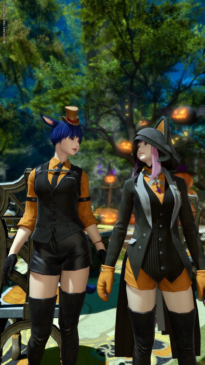 midarimu's tweet image. ハッピーハロウィン🎃👻
 また来年も遊ぼ〜^_−☆
 #FF14縦撮りの会
 #FF14キャラ入り風景SSの会