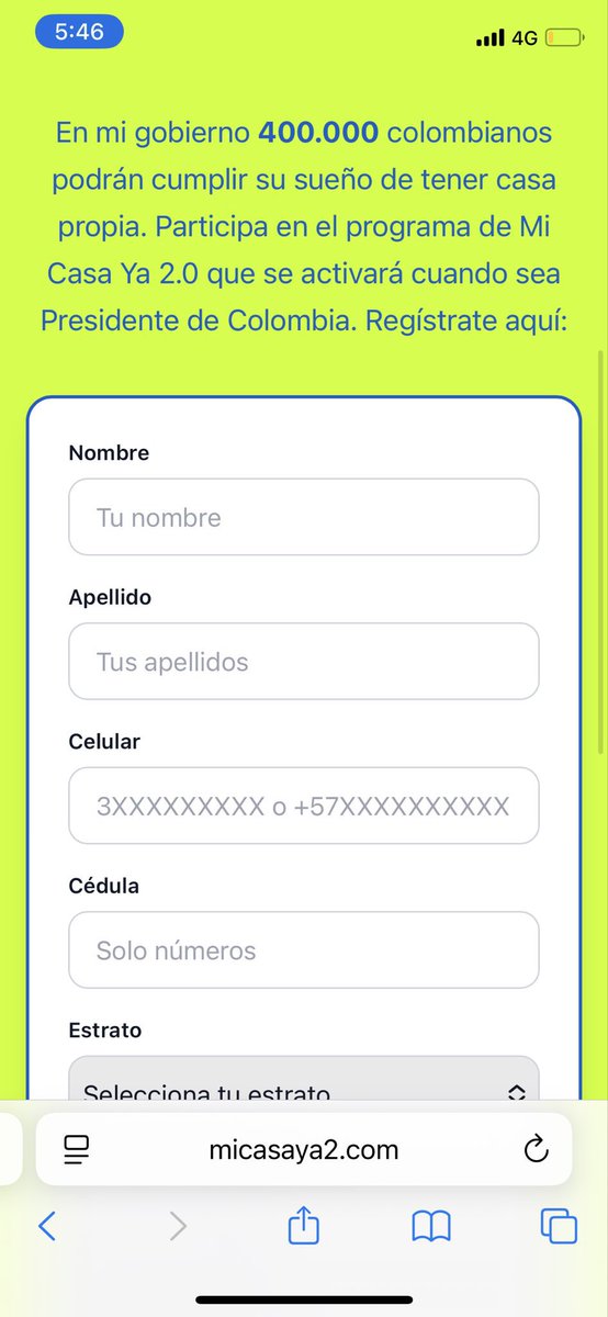 JoseGuarnizoA's tweet image. Dice @MauricioCard que nadie dejó sus datos en el enlace, y no es cierto. Por varias horas de la noche usuarios entraron a este formulario y lo diligenciaron, esperanzados en acceder a una vivienda para lo cual le entregarán el voto. ¿Qué hará con estos datos en plena campaña?