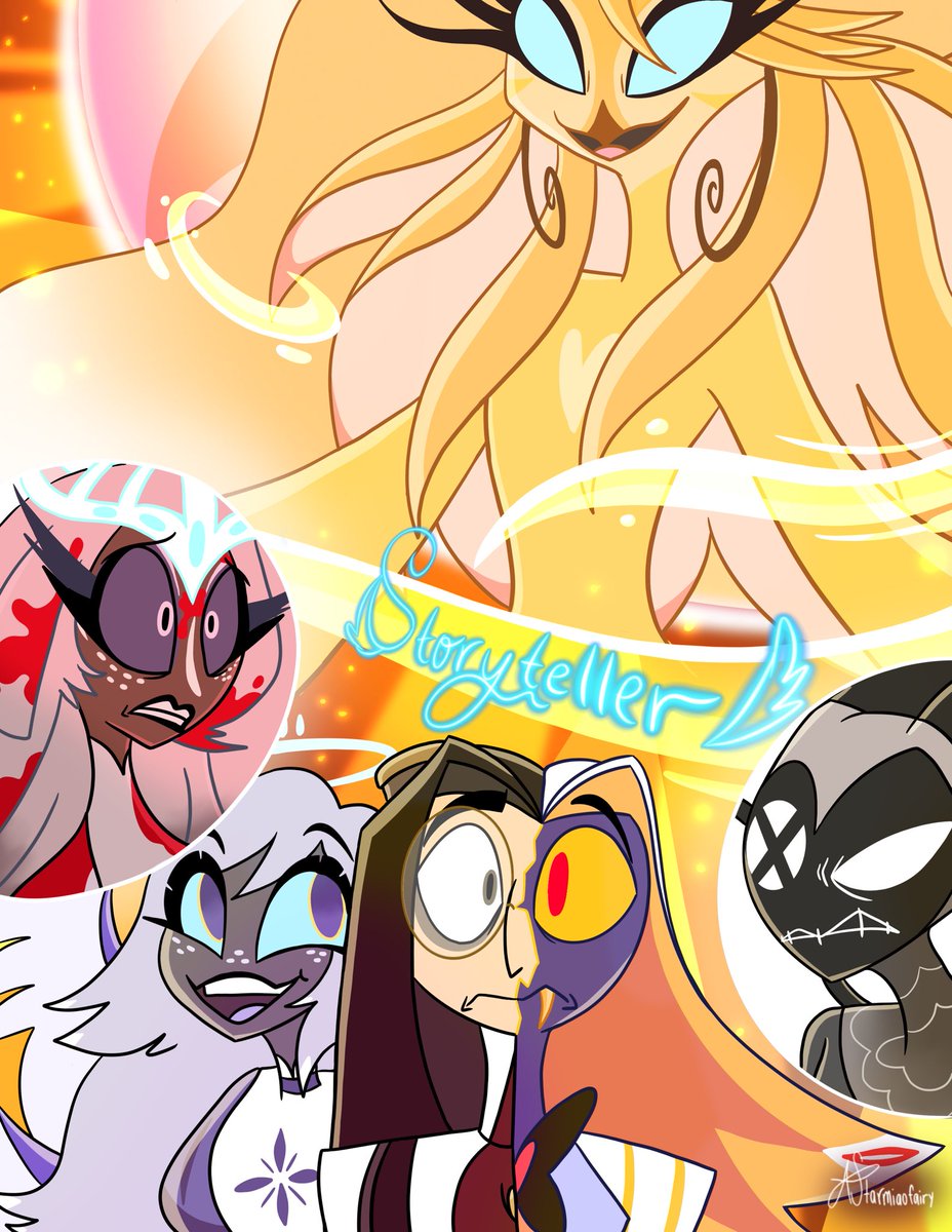 Storyteller was my favorite between this weeks Hazbin episodes and I ABSOLUTELY LOVE THE SPEAKER with her VA &amp; resembling my favorite Helluva character Stolas 🥹👏!!! I drew this poster to celebrate <a href="/VivziePop/">Vivienne Medrano 💖</a> <a href="/BentoBoxEnt/">Bento Box</a> <a href="/SamHaft/">Sam Haft 🍉</a> <a href="/patinamiller/">Patina Miller</a> #HazbinHotel #hazbinhotelseason2