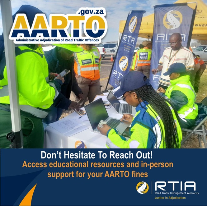 Need assistance? Our AARTO Service Outlets are now operational in all nine provinces! Get in-person help with your fines, access educational materials, and ask your questions. Visit bit.ly/ServiceOutlets to locate your nearest outlet.