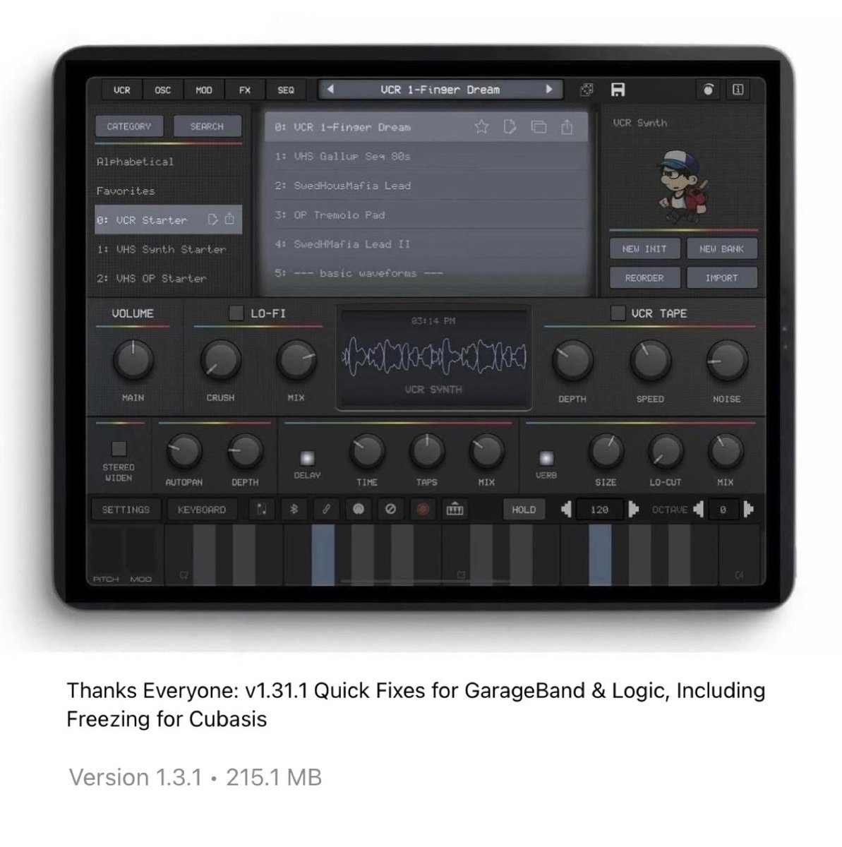 🚨Plugin Update🚨 <a href="/AudioKitPro/">AudioKit Pro</a> has updated ‘King Of VHS: VCR Synth’ to v1.3.1!! Update contains quick fixes for GarageBand &amp; Logic, Including Freezing for Cubasis. Update yours now in the App Store!!

apps.apple.com/us/app/king-of…