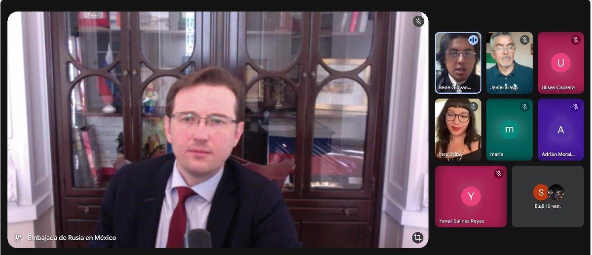 🌍 El 29 de octubre tuvo lugar la videoconferencia científica educativa «Las nuevas formas de neocolonialismo», organizada por la Universidad de Guanajuato.

Participaron:
🔶 Alexandr Batadeev, ministro consejero de la Embajada de Rusia;
🔶 Dr. Javier Bravo, coordinador de la