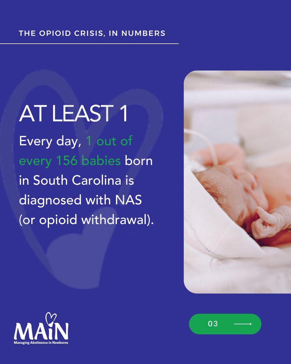 MAiN_babiesSC's tweet image. October is NAS Awareness Month, but NAS affects babies every month. Swipe to learn more about opioid use and pregnancy at a national level. 

#PregnancyHealth #OpioidRecovery #EndAddictionStigma #MaternalCare #HealthyPregnancy