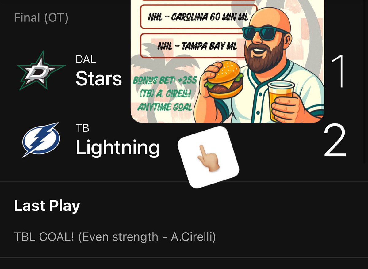 DadBodBetz's tweet image. 👀 BONUS goal cashes … Tampa cashes 💰 Carolina 60 minute about to cash 💰 
It’s like yall got the hockey script tonight ✅ 
#script #nhl #hockey #feelingit #nfl #thursday #ravens #touchdown #goal #ice #winners