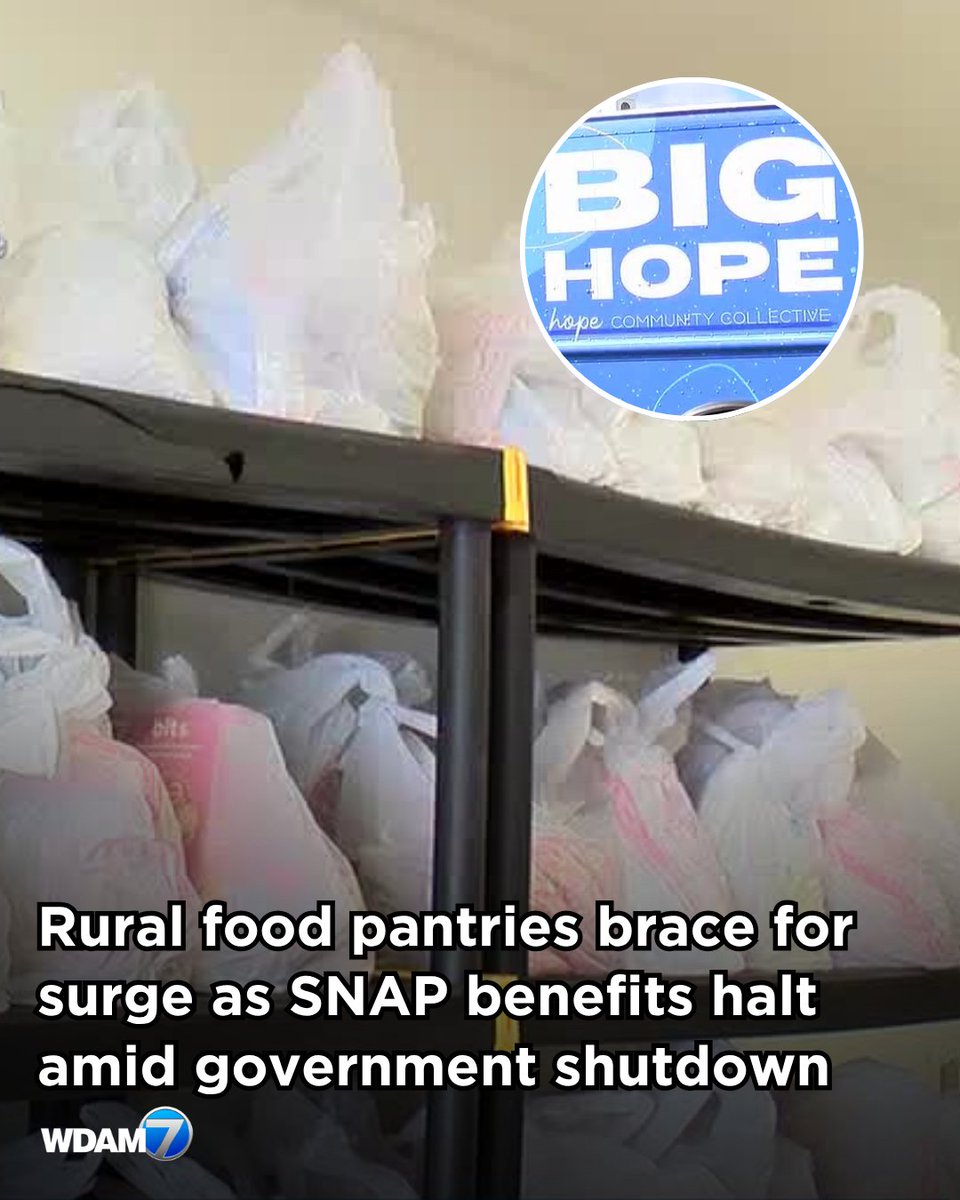 Local, rural food pantries are experiencing an influx of calls as many are looking for help with groceries. --> wdam.com/2025/10/31/rur…