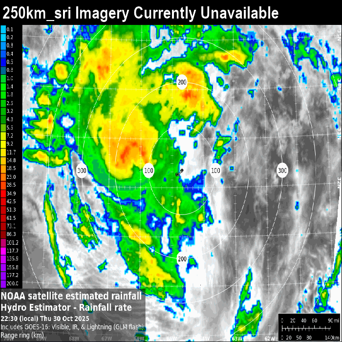 VortixWx's tweet image. #Melissa looks like shear slop where shear &amp;amp; cooler waters will kill off the storm &amp;amp; thank goodness. It's passing #Bermuda where you can see on this satellite estimated rainfall estimator (the radar is down btw). Melissa should become post-tropical in 24hr. 
#tropicswx #BMUwx