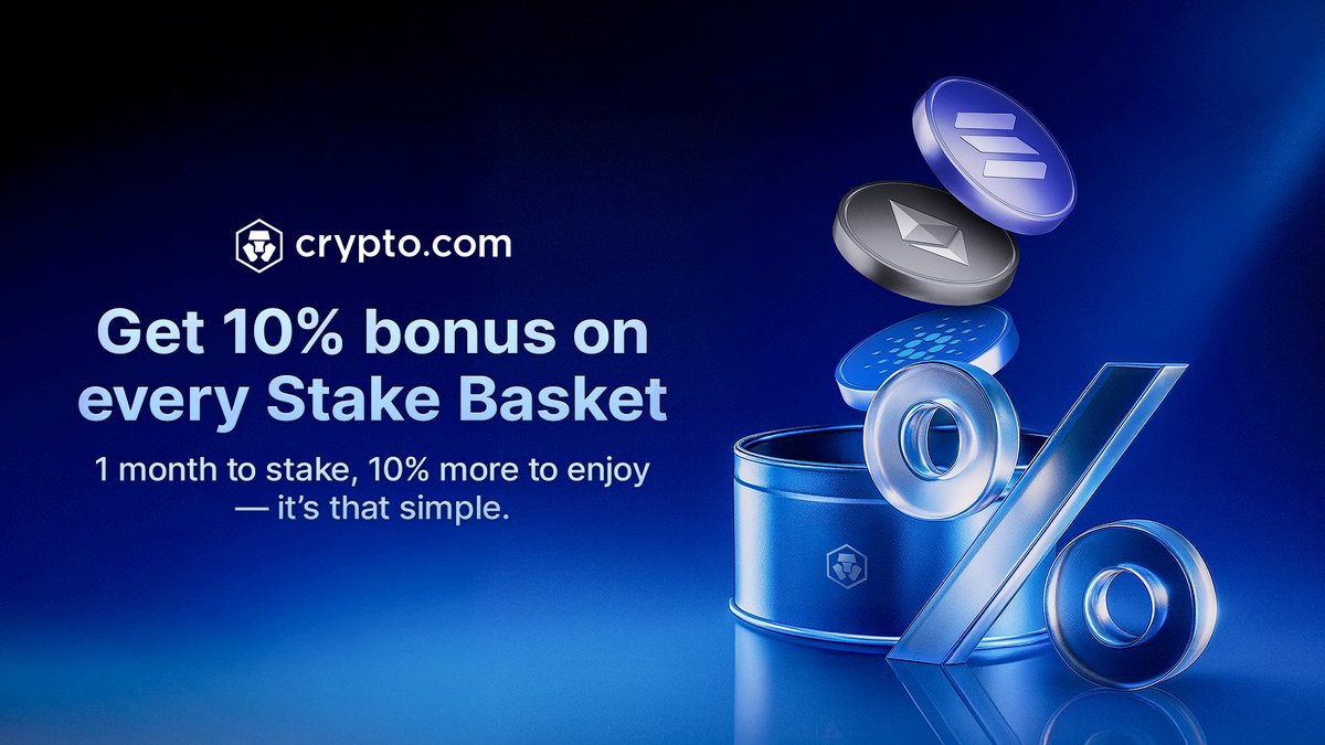⌛ For one month only!

Get an additional 10% in CRO rewards when you purchase any Stake basket for at least one month 💰

Stake now to earn up to 22% in rewards: crypto.onelink.me/ADTi/m7cdqqn3 

📅 Ends on 24 November 2025
