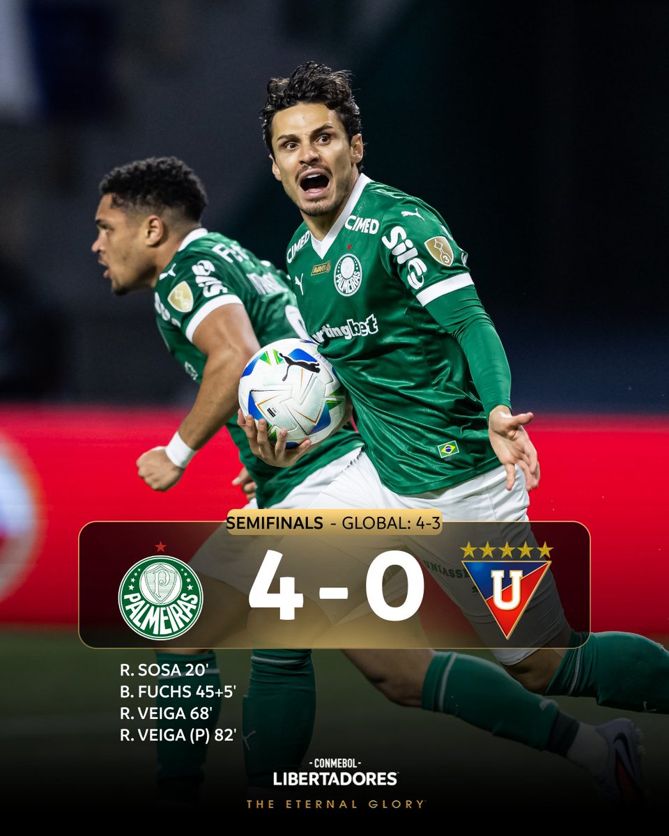 TheLibertadores's tweet photo. 🔥🟢⚪ @Palmeiras turn their Semifinal tie around with a big home win and book their spot in the Final! https://t.co/TM365OtzHQ