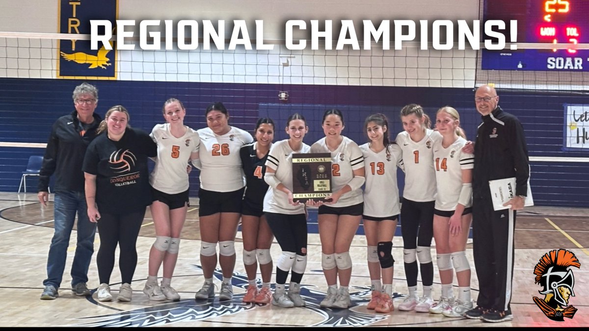 ConquerorNation's tweet image. REGIONAL CHAMPS!

Conqueror Volleyball defeated Trinity Oaks in the regional championship 2-0 (25-17, 25-12) to advance to Sectionals!

Go Conquerors!
#morethan