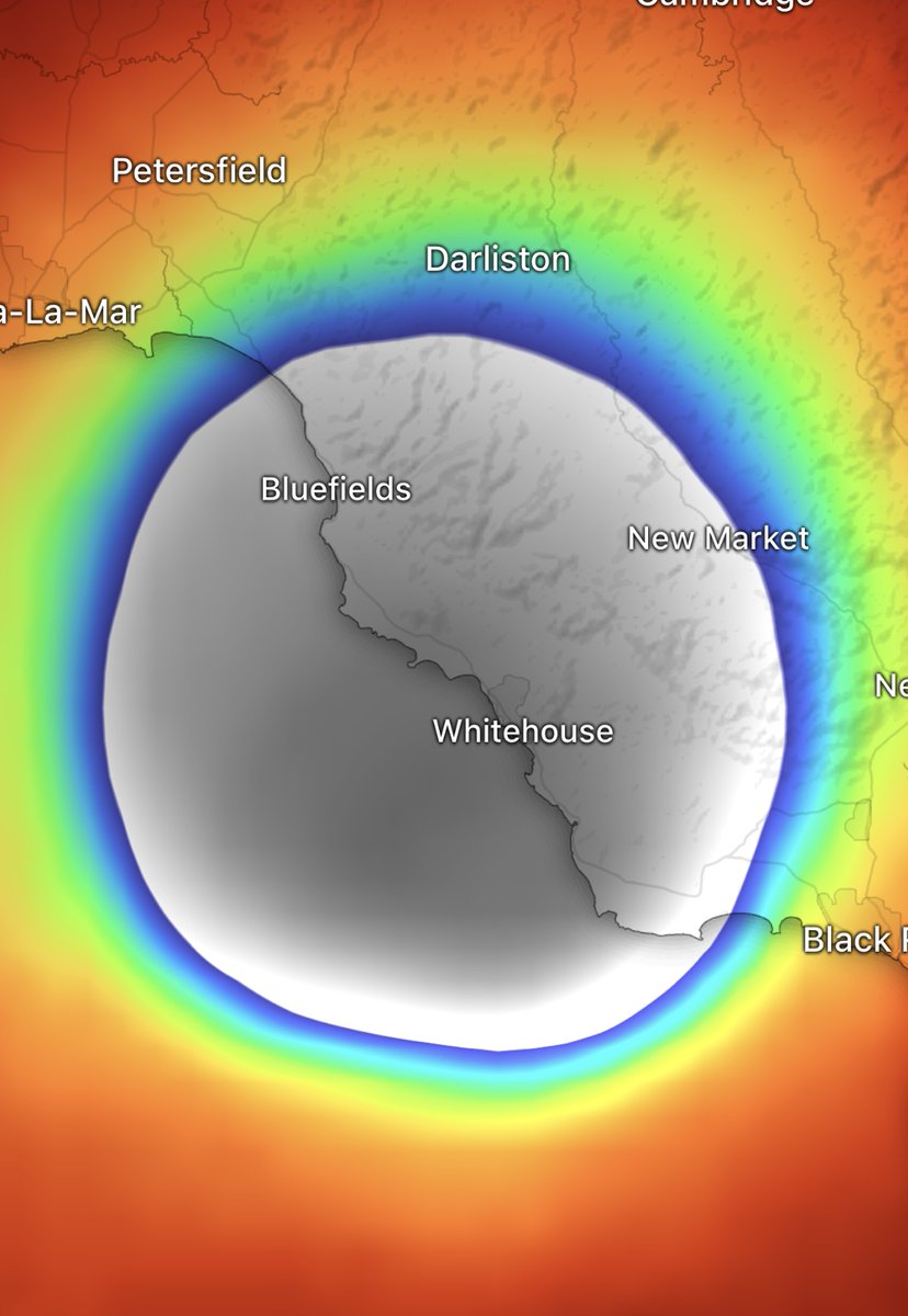 Whitehouse, Jamaica is razed. Located at the cyclonic hypocenter of the strongest Atlantic Hurricane landfall in history, they were very near the absolute middle of Hurricane Melissa’s 892 MBAR eye at one point and likely experienced some of the lowest pressures over land. Notice