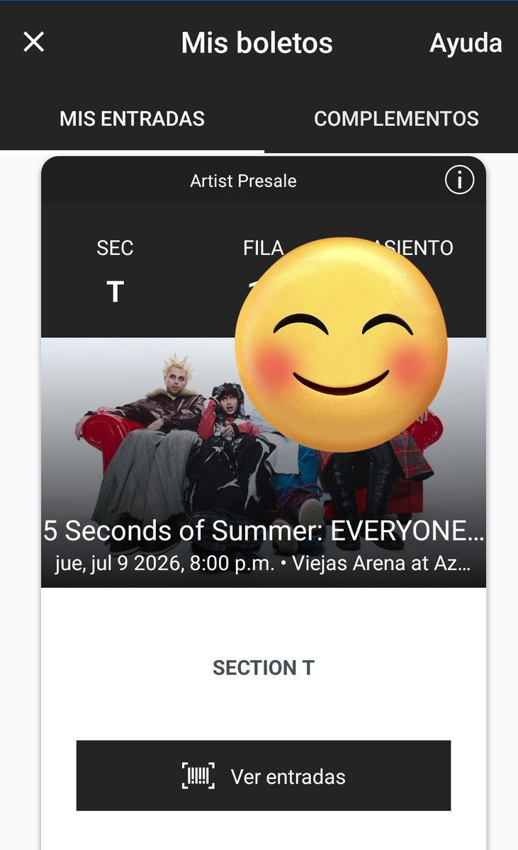 isisq_'s tweet photo. Vendo un boleto, al mismo precio 
Videollamada o punto céntrico Tijuana
Pude conseguir un boleto mas cerca del escenario 

#5SOS #SanDiego #Tijuana https://t.co/gP7l1c9WVK