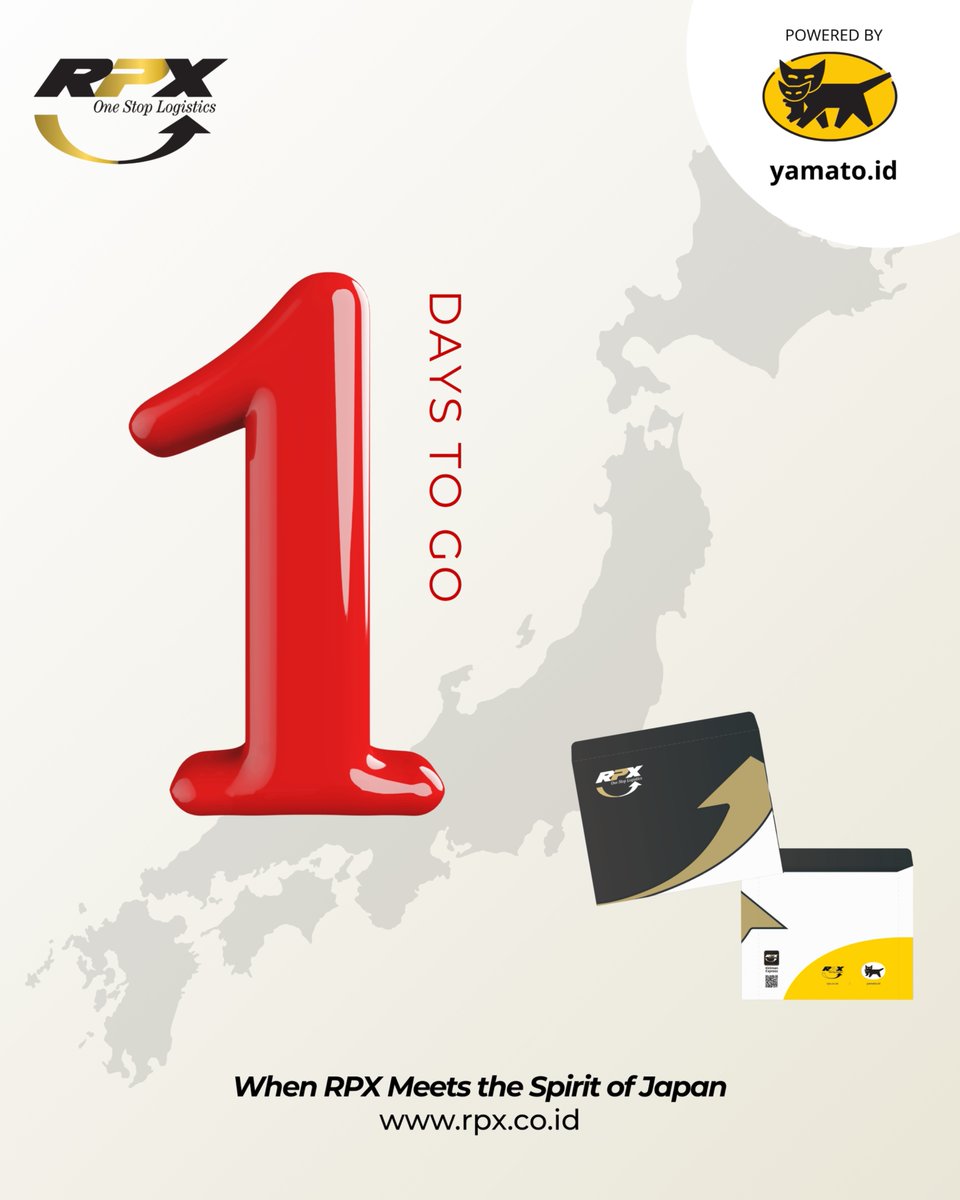 The wait’s almost over! ⏰
Only 1 day left before something exciting drops from RPX x Yamato.
Can you guess what it is? 👀

#RPX #RPXtoJapan #RPXOneStopLogistics #YamatoID