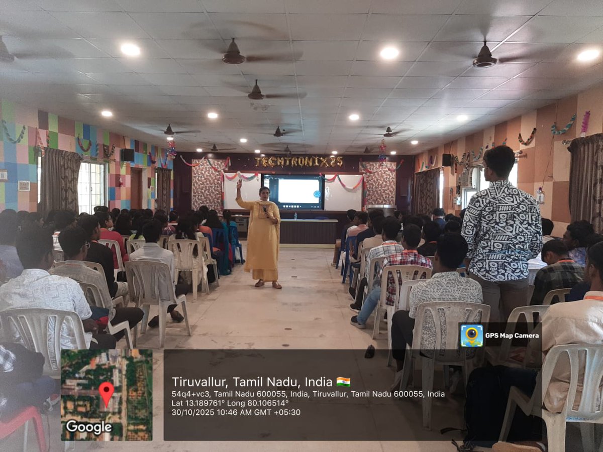 VelMultitech99's tweet image. The Dept. of Science &amp;amp; Humanities, in collaboration with the Science Club, organized a workshop on“Skill Development Activities” for I-year ECE students on 30.10.2025.
Facilitator: Ms. Vanditha Midha, Cambridge Certified Trainer.
A session on communication, teamwork &amp;amp; confidence!