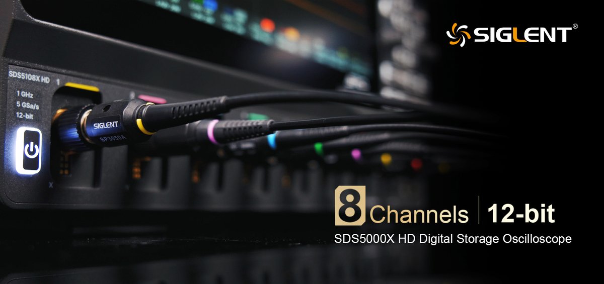Siglent_Tech's tweet image. SIGLENT SDS5000X HD: 12-bit Precision meets Channel Flexibility. The oscilloscope offers 8 channels, 1 GHz bandwidth, 5 GSa/s sampling, 2.5 Gpts memory, and an ultra-low 140 µVrms noise floor—ideal for three-phase power analysis, power-up sequence testing, or WBG semiconductor…