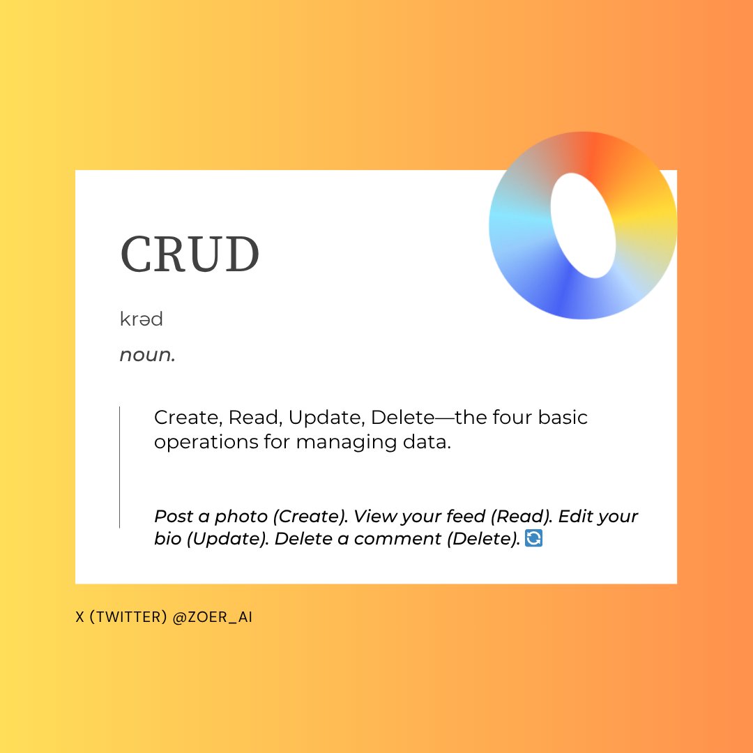 Zoer_ai's tweet image. In Zoer: When you describe features like &quot;users can add and edit tasks,&quot; the AI builds all four CRUD operations automatically.

The backbone of every app, handled behind the scenes. 💪

#AIGlossary #FullStackAI #NoCode