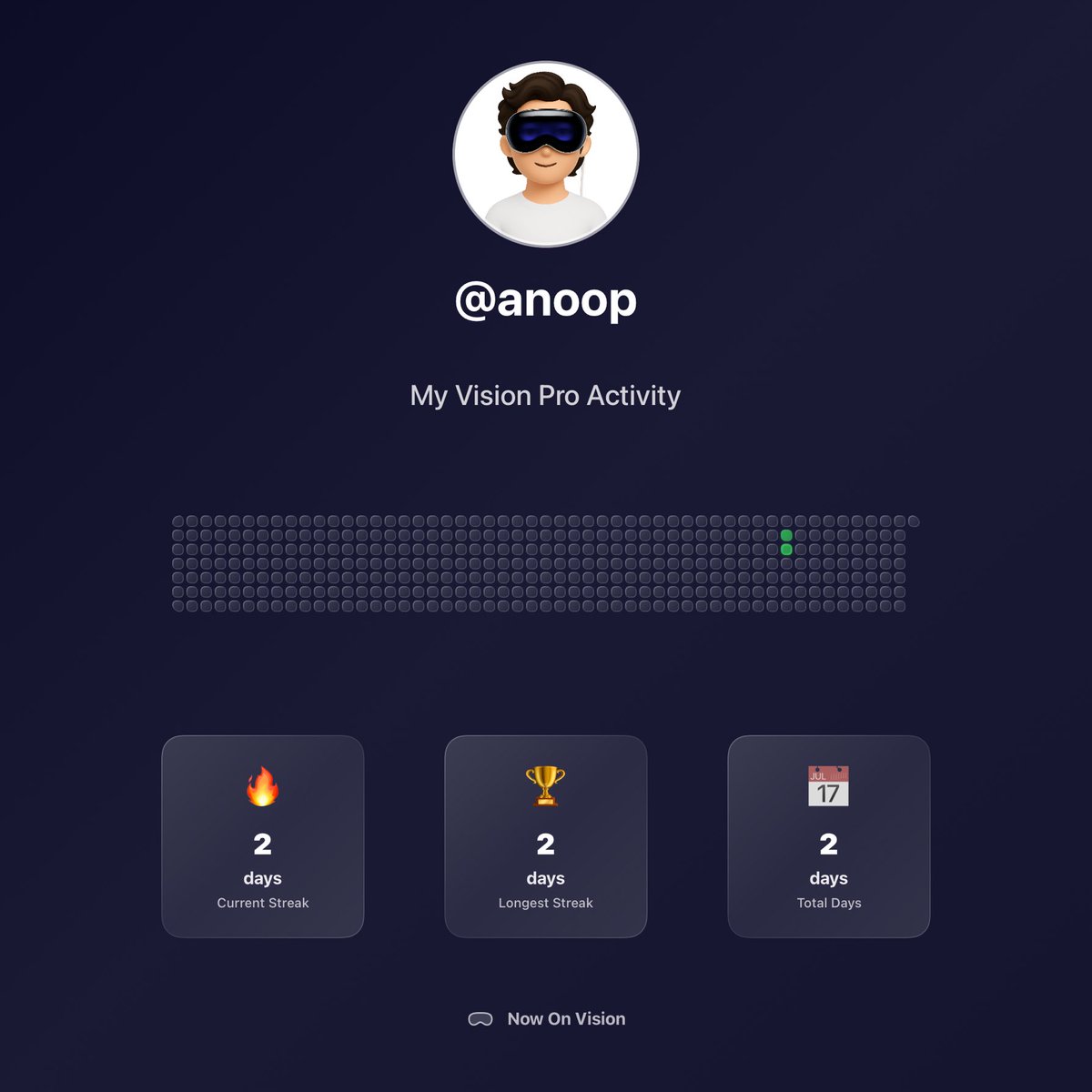 aka_anoop's tweet image. Day 2! This is fun, ⁦@tom_krikorian⁩ 👍. Looks like I am the only one from 🇮🇳 at the moment on the app #VisionPro
