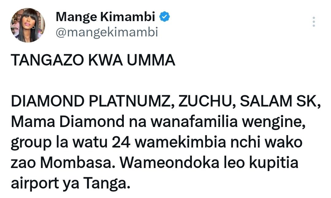 It is being alleged that some Tanzanian celebrities including Diamond Platinumz, Zuchu etc have fled to Mombasa as protesters target all celebrities that were paid to promote Samia Suluhu and CCM