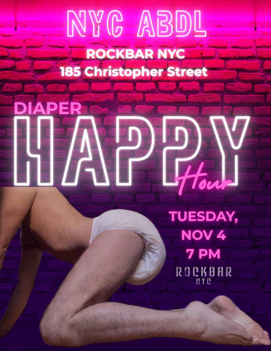 🍼Diaper Happy Hour 🍼
🗓️ Tuesday, November 4th
📍Rockbar NYC, 7pm 
👔Any attire is good attire 
💰$5 suggested donation 
Raffle prizes!!